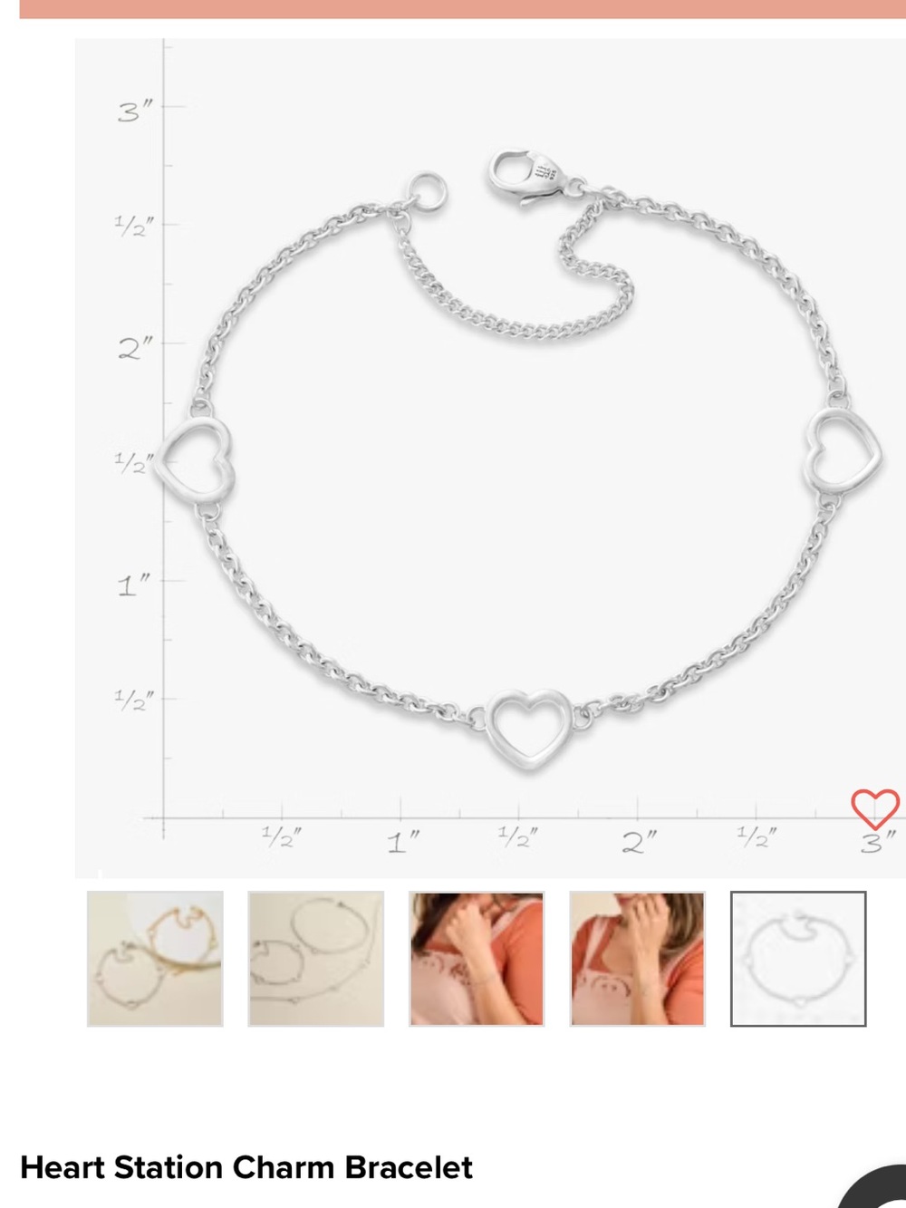 Heart station charm bracelet